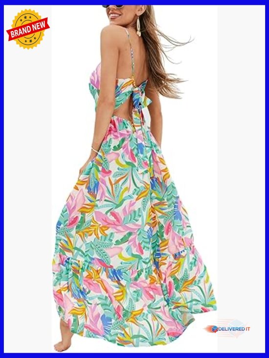 Dresses & Skirts - Maxi Dress V-Neck Sleeveless Rayon Casual Summer Long Dress